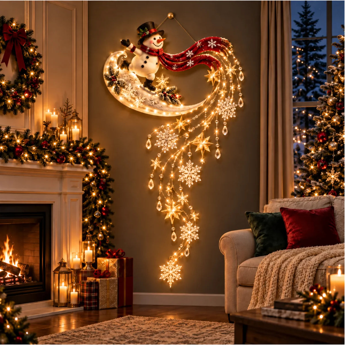 Christmas Light-Up Wall Hanging – Warm White Festive Décor