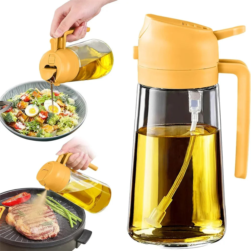 2-in-1 Glass Oil Sprayer & Dispenser – 470ml
