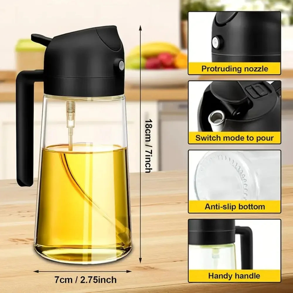 2-in-1 Glass Oil Sprayer & Dispenser – 470ml