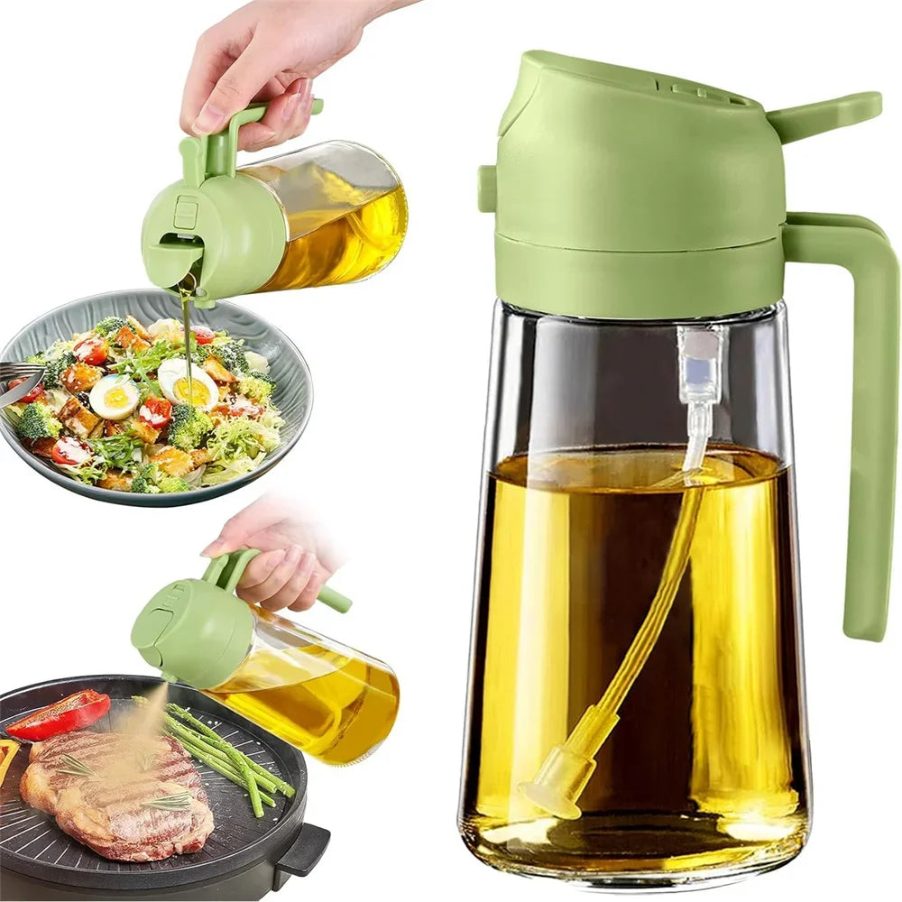 2-in-1 Glass Oil Sprayer & Dispenser – 470ml