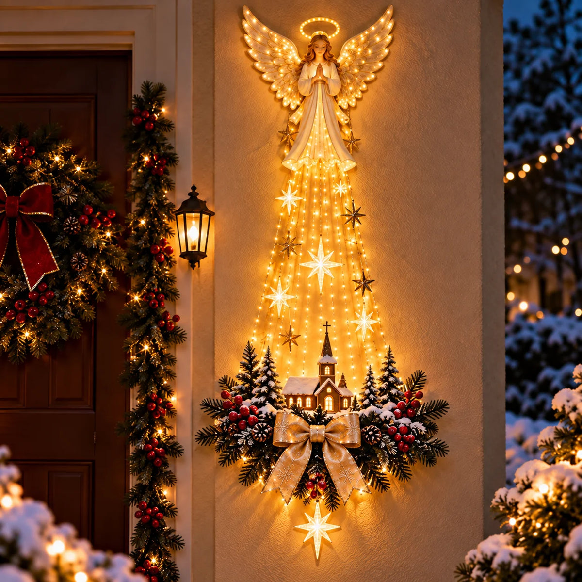 Christmas Light-Up Wall Hanging – Warm White Festive Décor