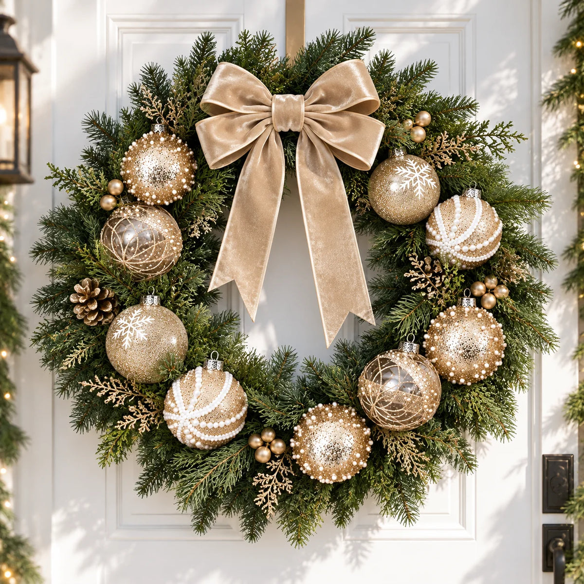 Champagne Gold Christmas Tree Ball Ornaments – 12-Piece Set