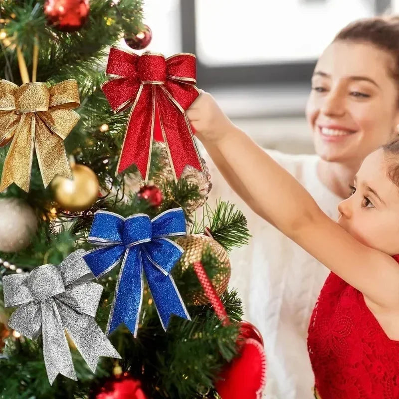 Christmas Glitter Bows – Tree, Wreath & Gift Decorations