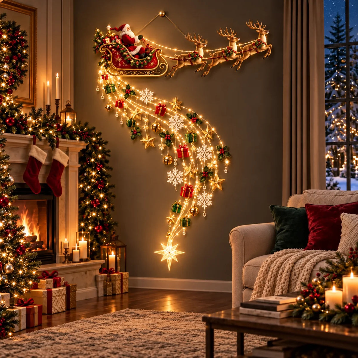 Christmas Light-Up Wall Hanging – Warm White Festive Décor
