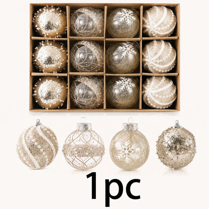 Champagne Gold Christmas Tree Ball Ornaments – 12-Piece Set