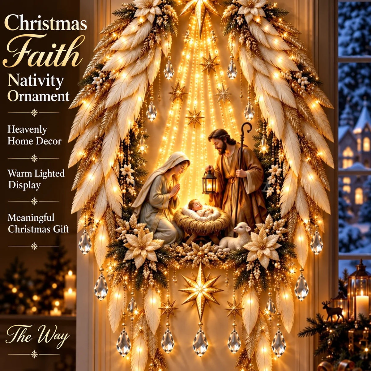 Christmas Light-Up Wall Hanging – Warm White Festive Décor