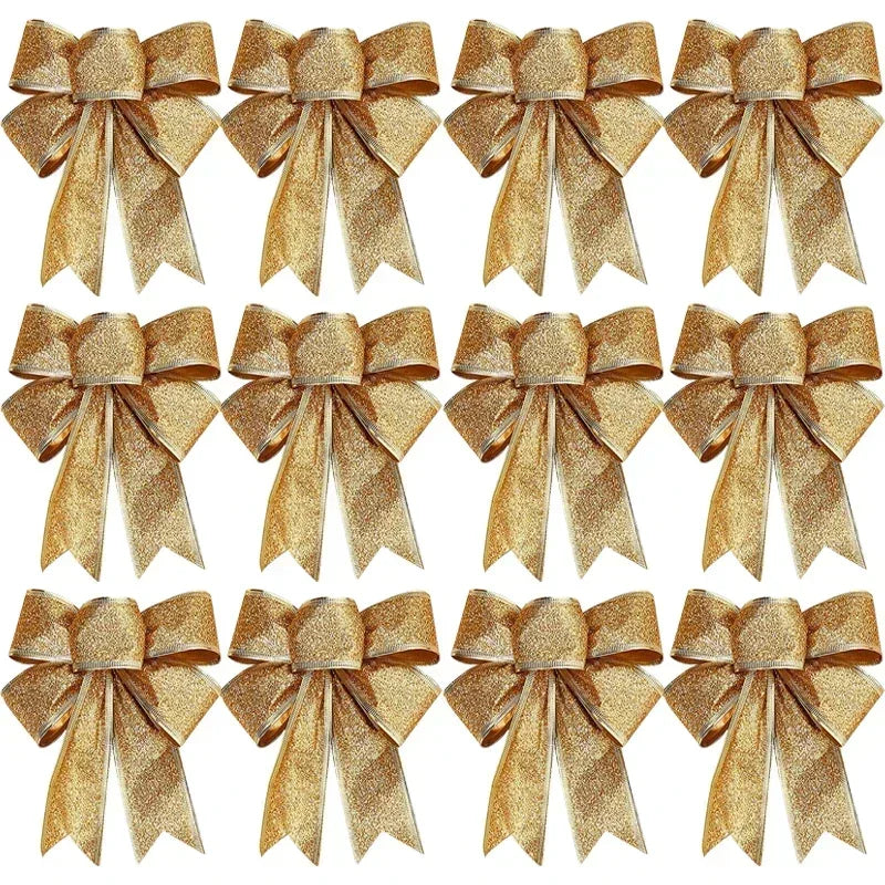 Christmas Glitter Bows – Tree, Wreath &amp; Gift Decorations