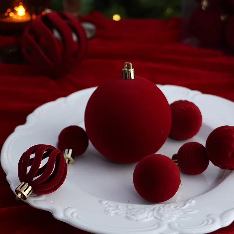 Velvet Christmas Baubles – 30-Piece Set, 3 cm
