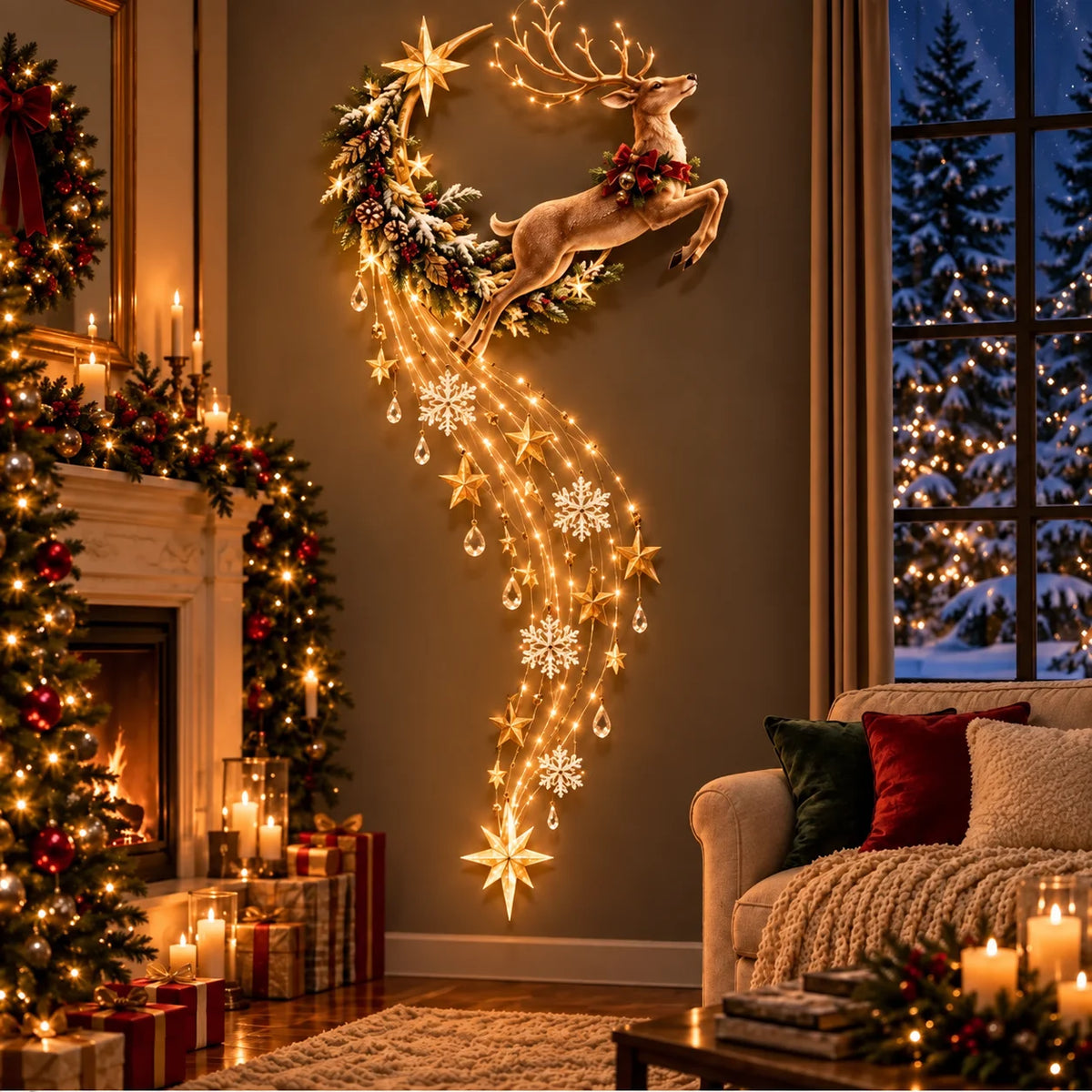 Christmas Light-Up Wall Hanging – Warm White Festive Décor