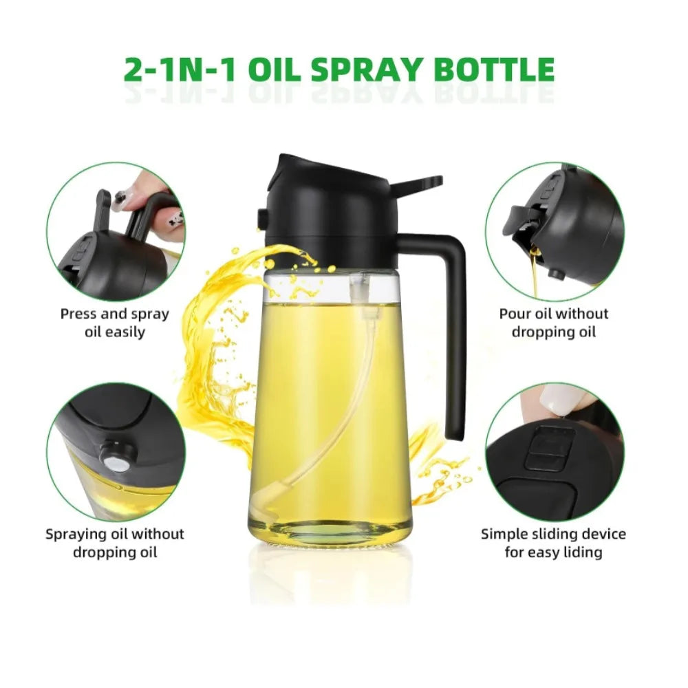 2-in-1 Glass Oil Sprayer &amp; Dispenser – 470ml