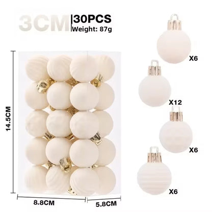 Velvet Christmas Baubles – 30-Piece Set, 3 cm