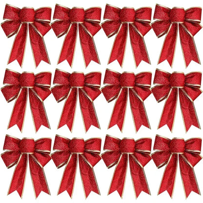Christmas Glitter Bows – Tree, Wreath &amp; Gift Decorations