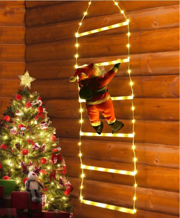 Santa Claus LED Ladder Lights – USB Christmas Decoration