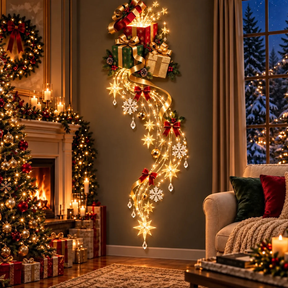 Christmas Light-Up Wall Hanging – Warm White Festive Décor