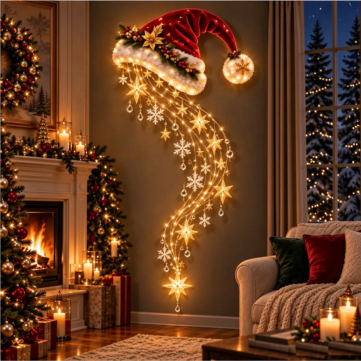 Christmas Light-Up Wall Hanging – Warm White Festive Décor