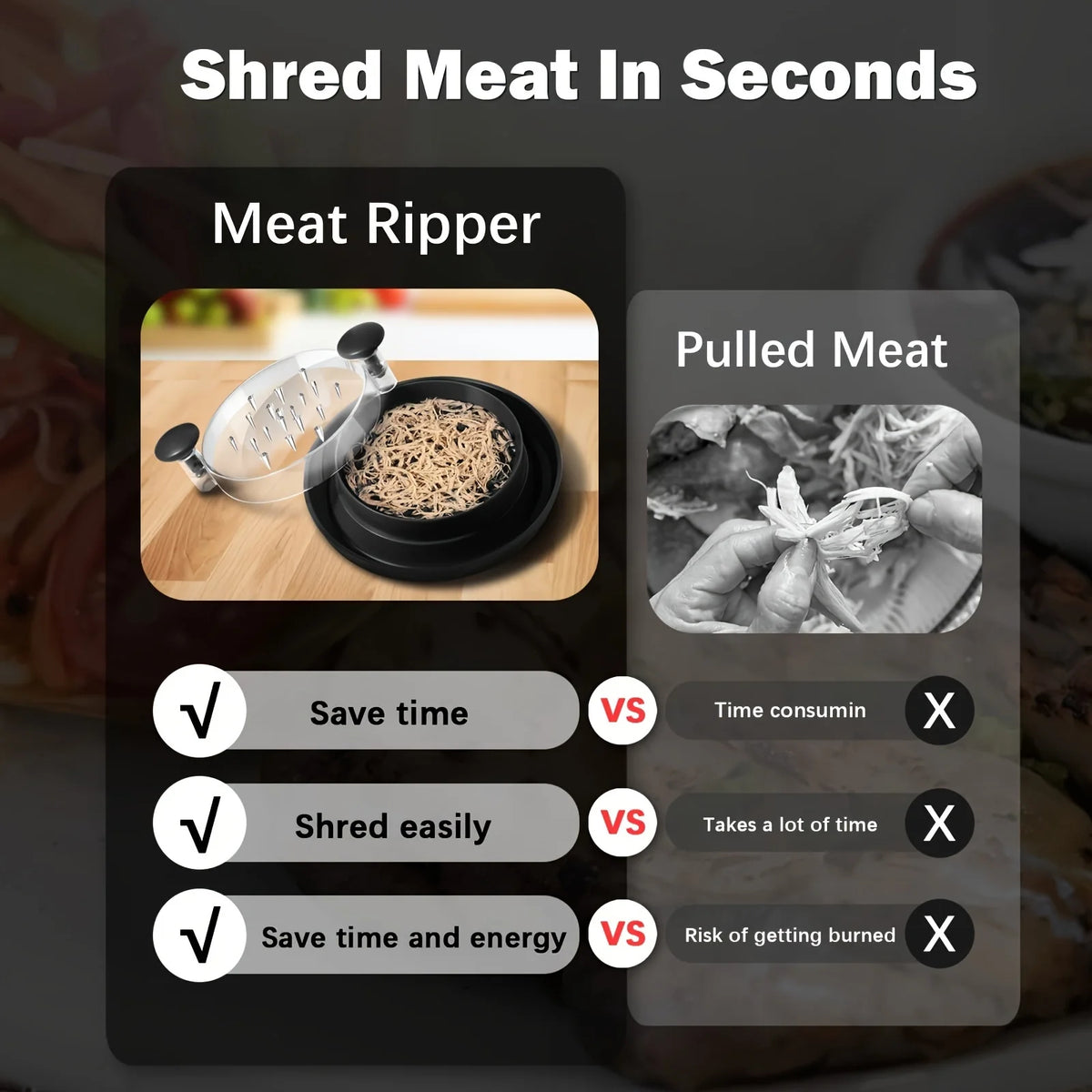 Manual Chicken Shredder with Clear Lid