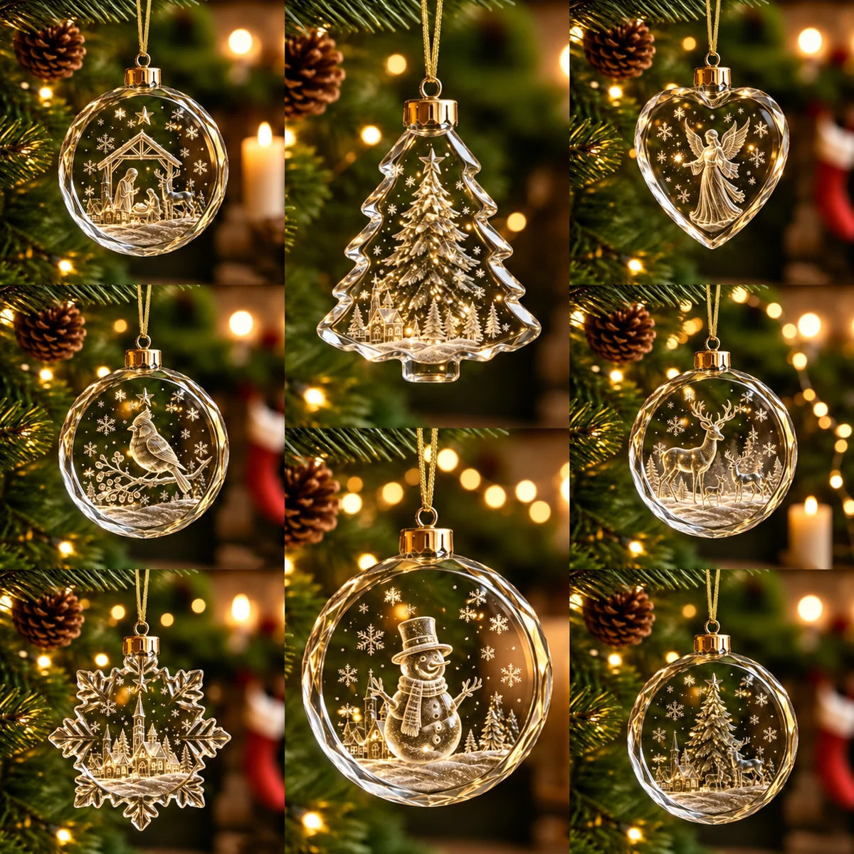 Clear Acrylic Christmas Ornament – Festive Hanging Decoration