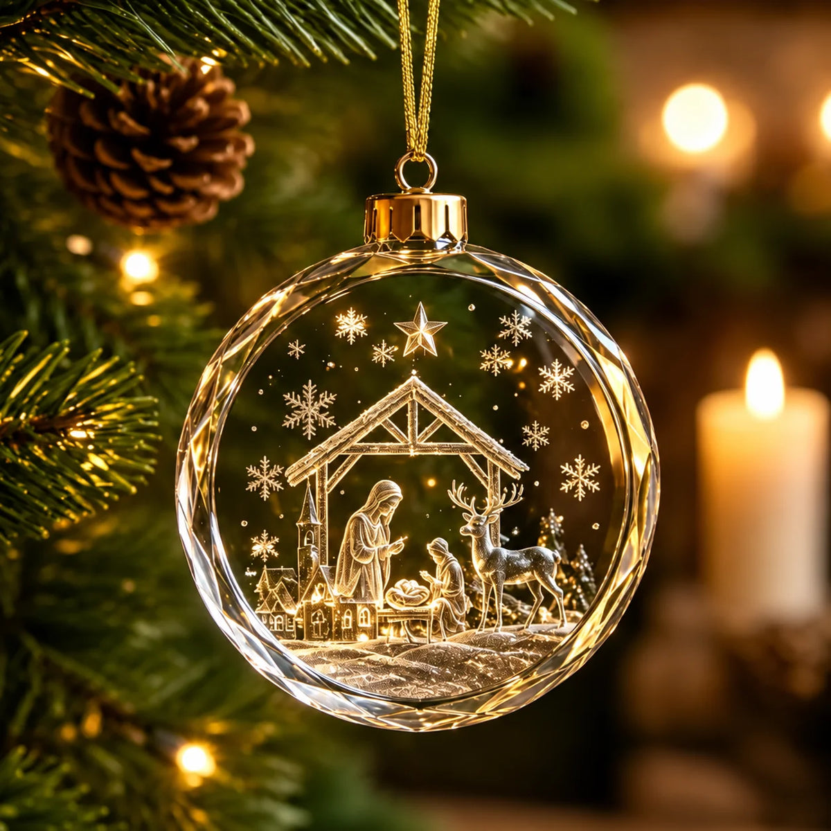 Clear Acrylic Christmas Ornament – Festive Hanging Decoration