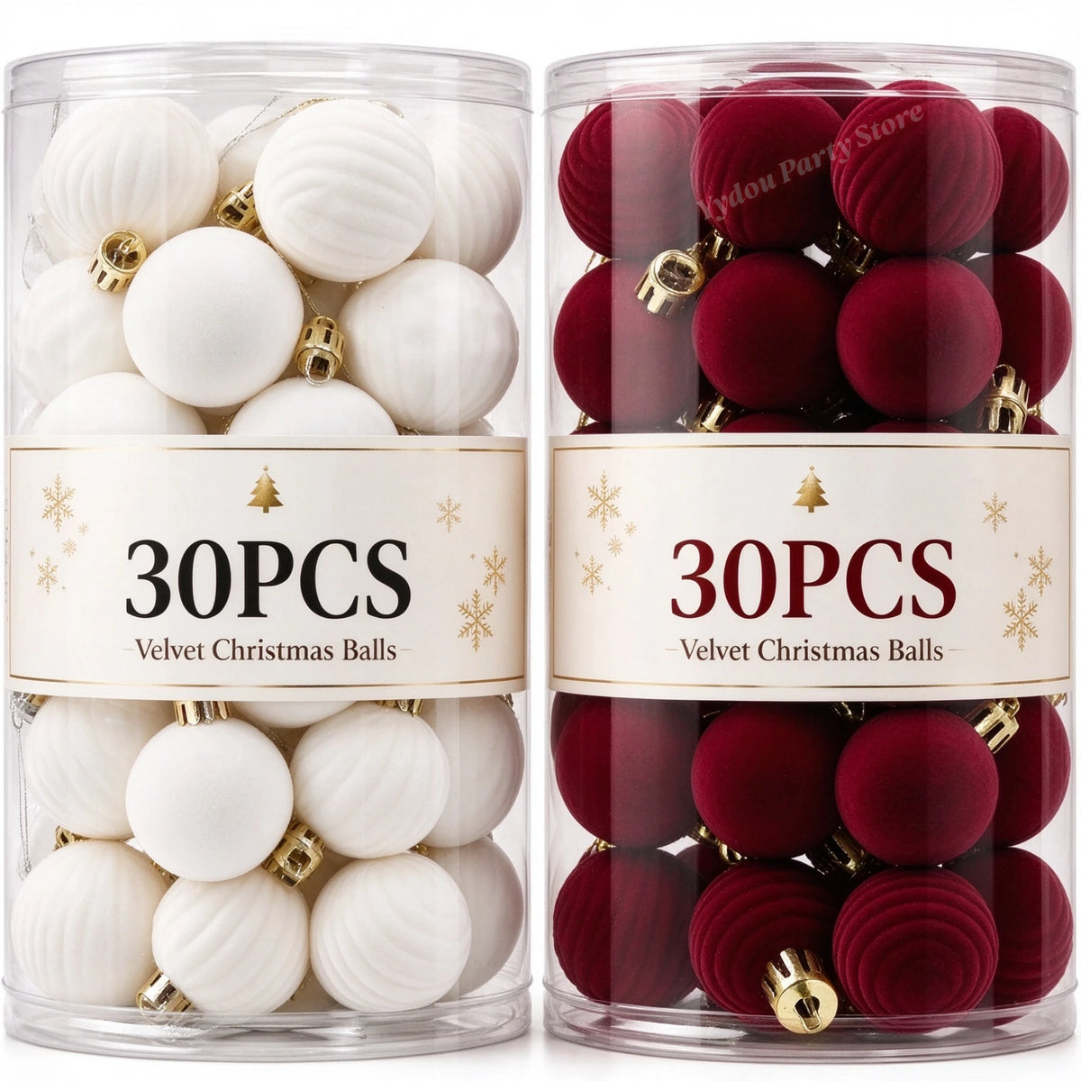Velvet Christmas Baubles – 30-Piece Set, 3 cm