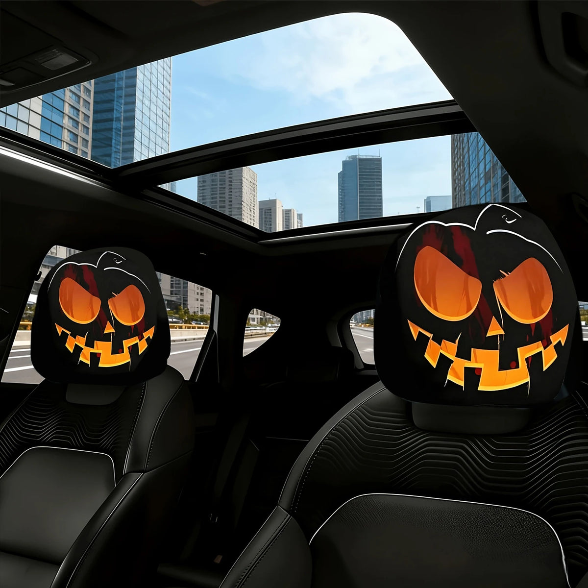 Halloween Horror Face Car Headrest Covers – Set of 2