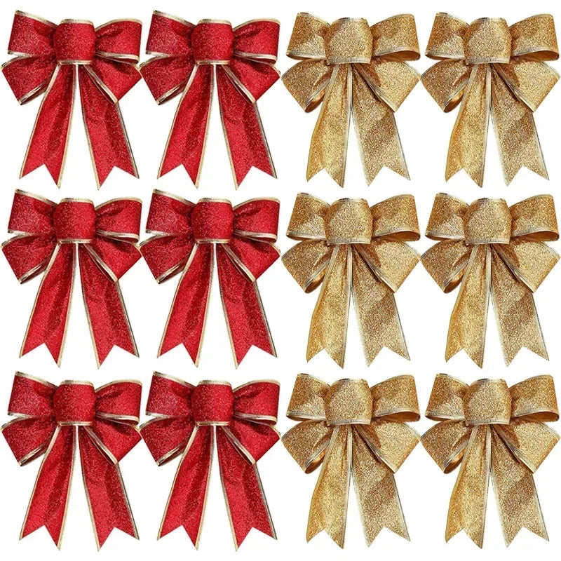 Christmas Glitter Bows – Tree, Wreath &amp; Gift Decorations