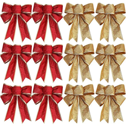 Christmas Glitter Bows – Tree, Wreath &amp; Gift Decorations